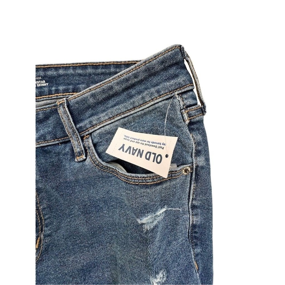 Old‎ Navy Rockstar 12P Distressed Skinny Jeans Mid Rise Y2K Grunge Denim NWT - Picture 4 of 4